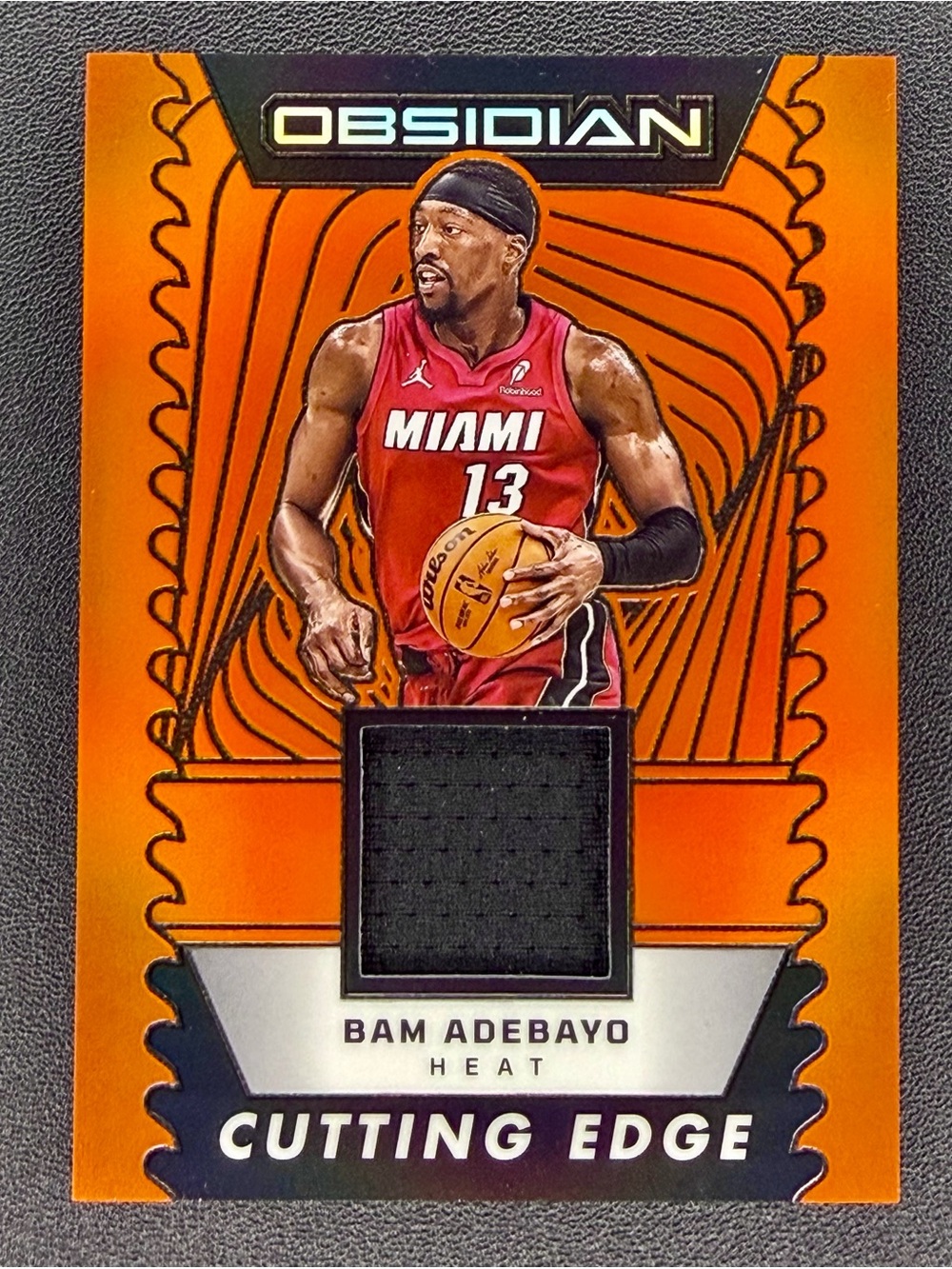 2024 Obsidian Bam Adebayo Cutting Edge Game Worn Material Patch Orange Flood /99